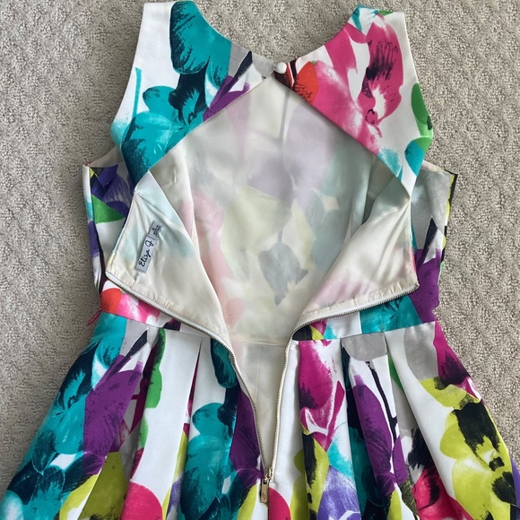 Eliza J Floral Print Fit & Flare Midi Dress Multi-Colored 6 Spring Summer Party - Picture 9 of 14